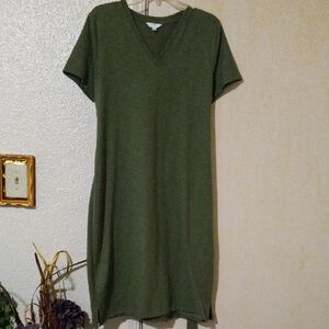 Time & Tru Green V-Neck Dress Size 16